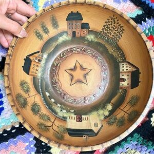 Artisan Farmhouse accent bowl w prairie country southwestern vibe